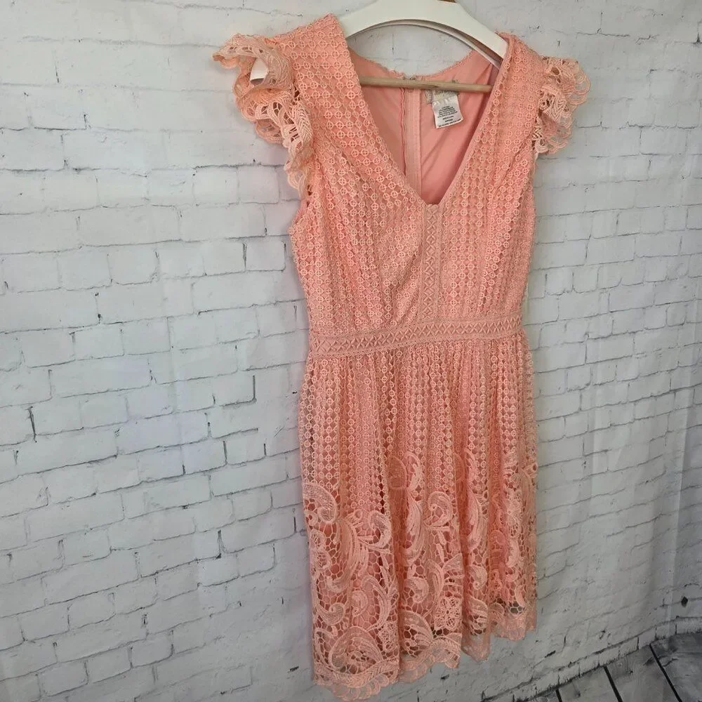 Altar'd State Coral Peach Lace Crochet Dress Size S NEW Party Princess Peach